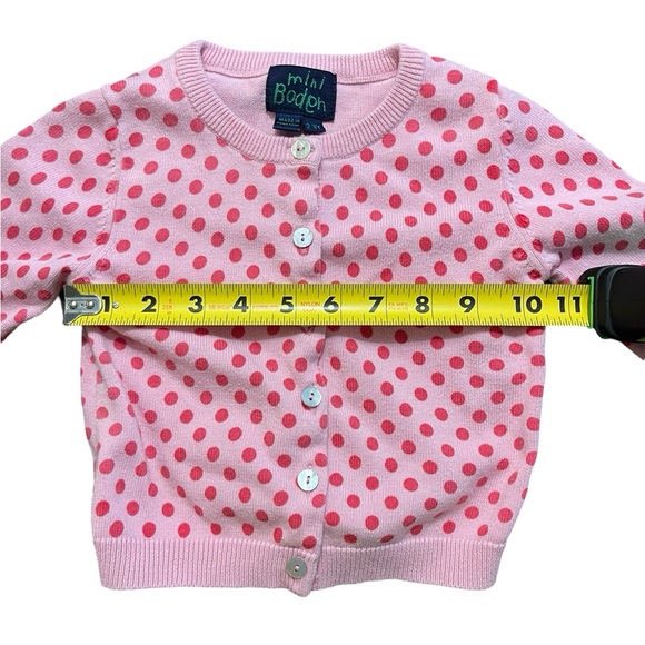 🩷 Mini Boden Girls Button-Down Cardigan Sweater | Size 2-3Y | Pink Polka Dots - Picture 4 of 7
